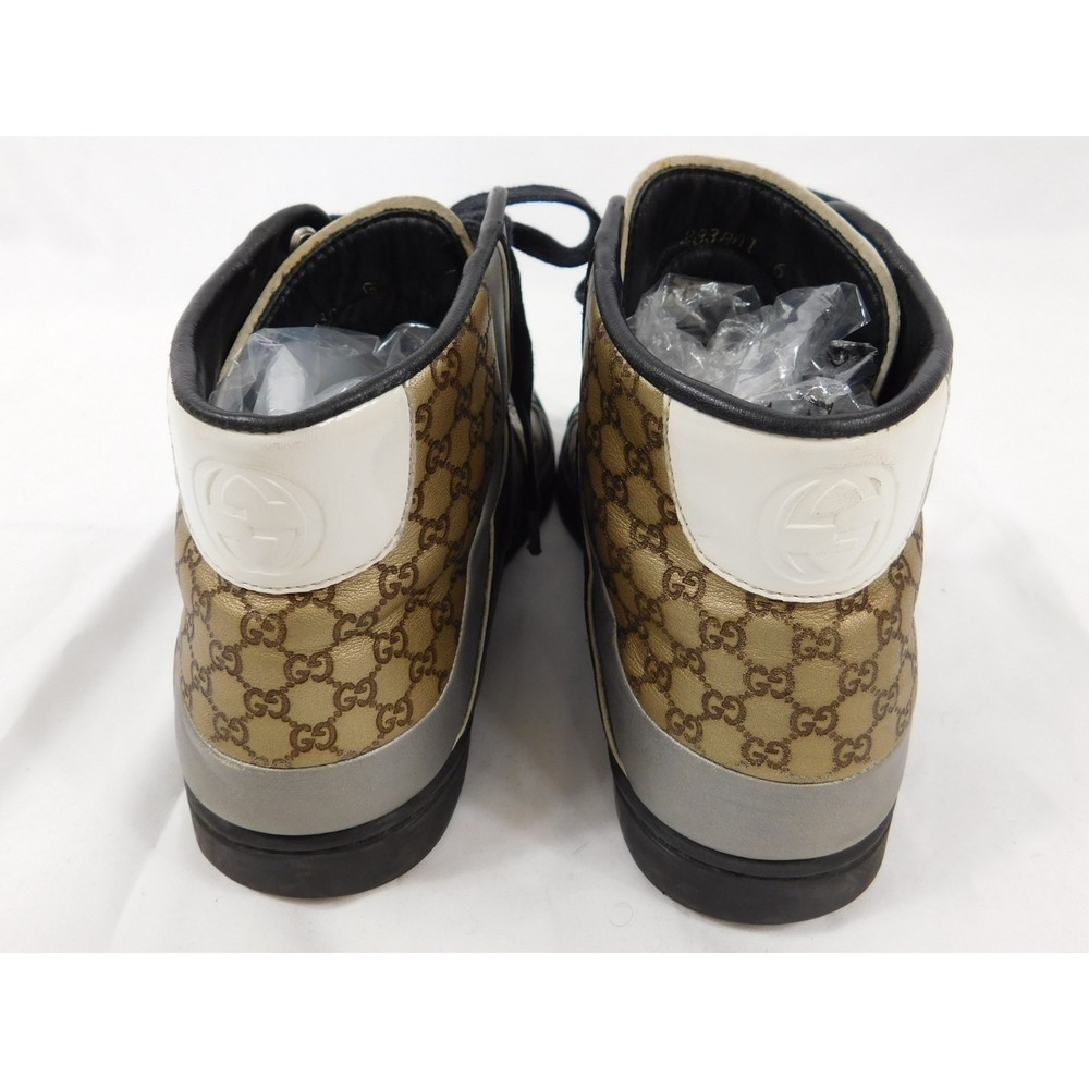 GUCCI MONOGRAM LEATHER HIGH TOP SNEAKERS SZ 36 - Picture 13 of 13